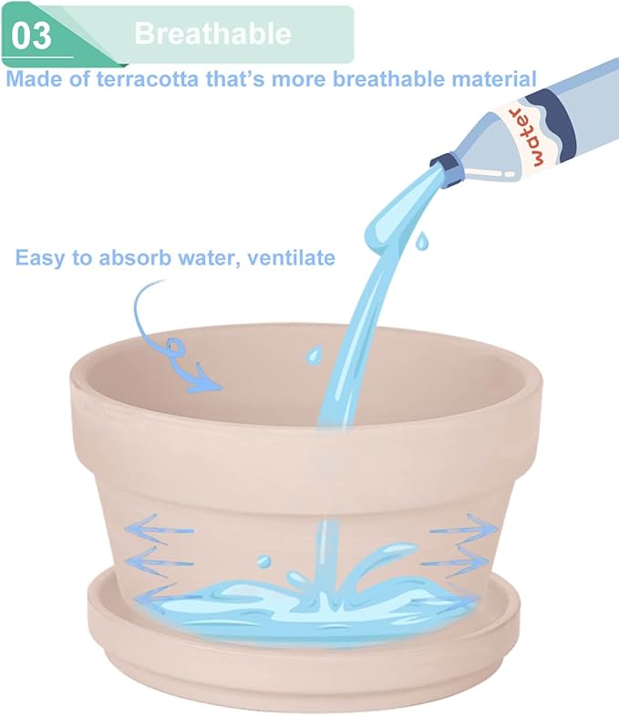 vensovo 4.5 Inch Pink Terracotta Shallow Succulent Pots - 6 Pack Terra Cotta Clay Pot with Saucer, Cacuts Indoor and Outdoor Planters with Drainage Hole