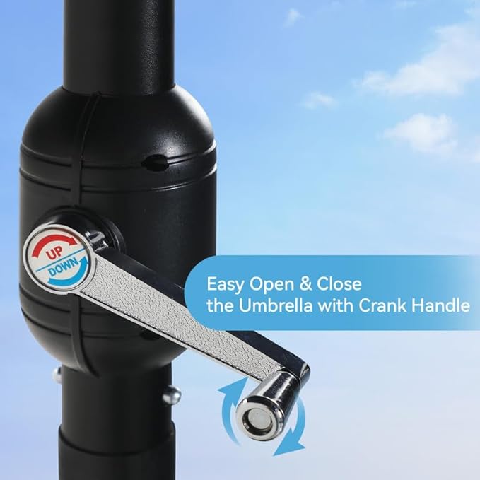 GREEN PARTY 15 ft Rectangle Patio Umbrella with Base Included, Double-Sided Table Umbrella with Crank, Large Outdoor Umbrellas for Patio Poolside Garden Backyard, Haze Blue