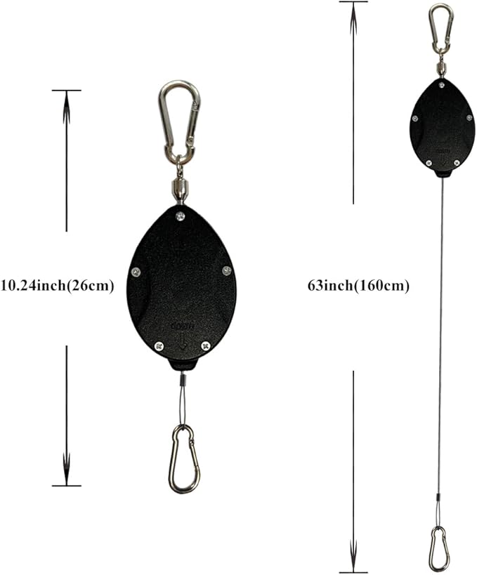 Retractable Plant Hanger, Plant Hook Pulley with Stainless Steel Rope Reaching to a Length of 63 Inches and Carrying 44 Pounds, Easy for Hanging, Plant Watering or Bird Feeding