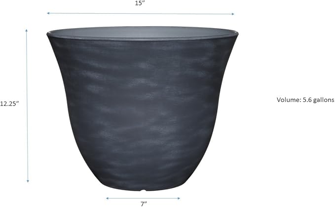 Classic Home and Garden Honeysuckle Resin Flower Pot Planter, Zinc Grey, 15"