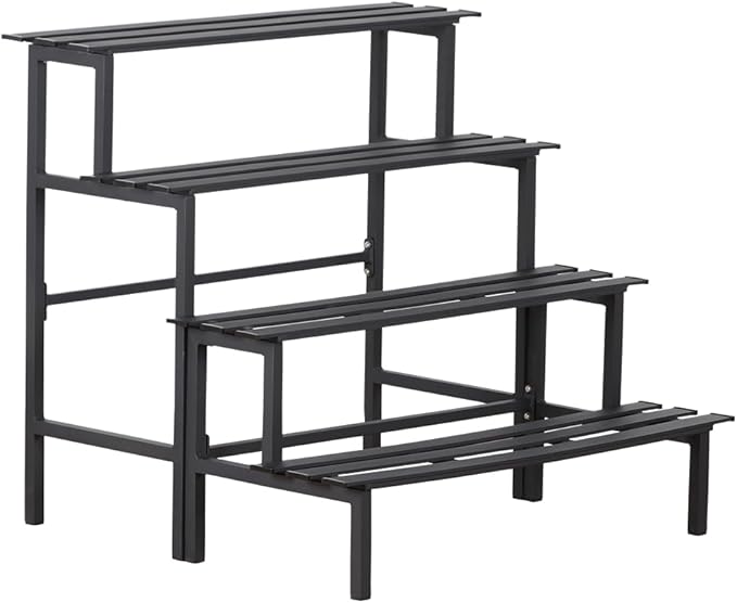 Aluminum Plant Stand - Indoor & Outdoor Ladder Display Shelf for Plants - Sturdy Space-Saving Utility Organizer for Patio, Balcony & Garden (4-Tier)
