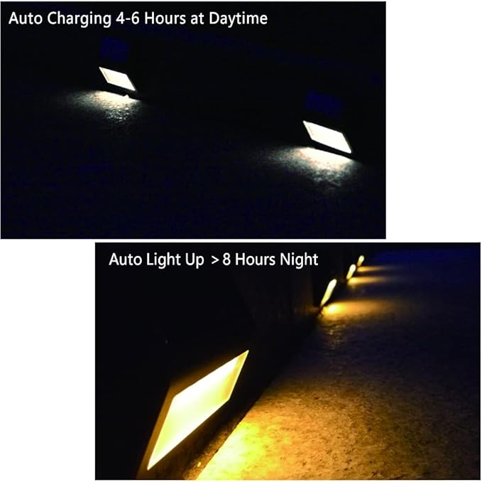 Solar Lights Outdoor, Waterproof Solar Powered Deck Step Lights for Patio Garden Backyard Garage Driveway Pathway Outside Wall Lighting (Warm White/4 Pack)