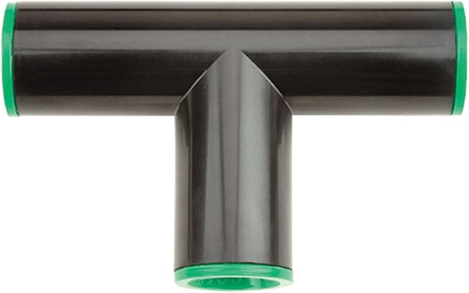 Raindrip R305CT Compression Tee, 1/2-Inch, 2-Pack, Drip Irrigation Fitting for Supply Tubing and Dripline, Black with Green