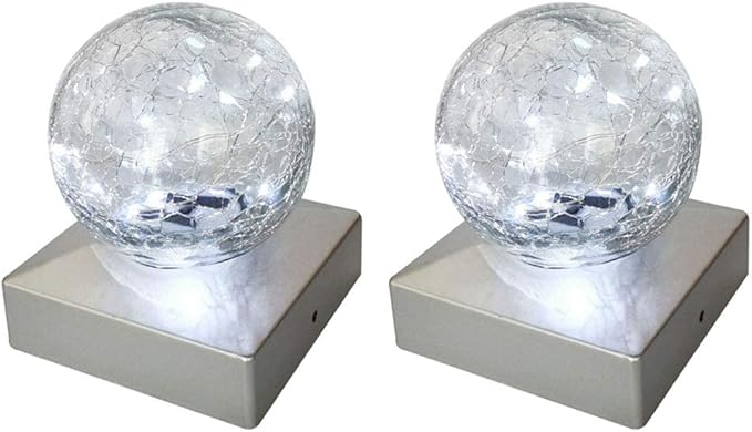 Solar Post Cap Lights Deck Fence 4x4 Outdoor Lighting for Garden, Patio (Cool White, 2 Pack)