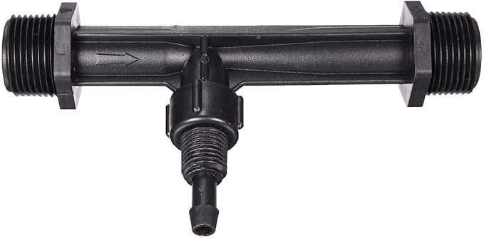 Wytino Fertilizer Injector Tube, Irrigation Venturi Fertilizer Injector 1/2" 3/4” 1” Inch Garden Fertilizer Mixer Injector, Agriculture Device Plastic, Black(1/2 inch)