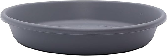 The HC Companies 10 Inch Round Plastic Classic Plant Saucer - Indoor Outdoor Plant Trays for Pots - 10.75"x10.75"x1.75" Warm Gray