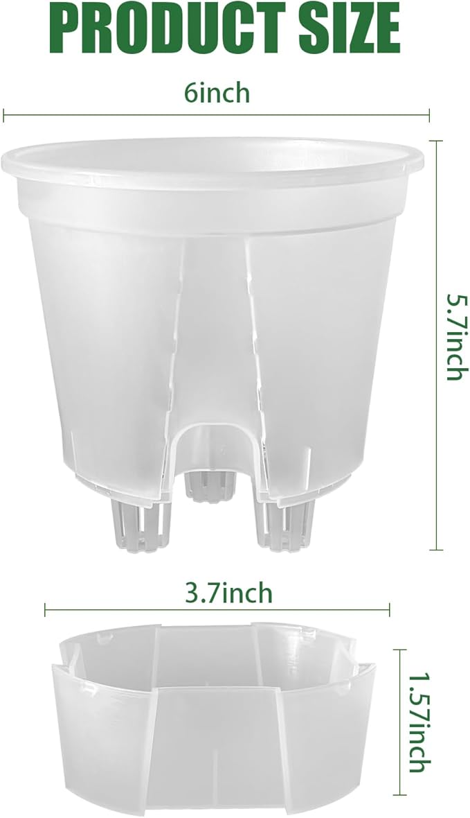Cdd's Path 5-Pack 6 Inch Self Watering Pots Set with Holes for Indoor/Outdoor Plants,Planter Pot with Watering Hole/Reservior and Air Pipes,Clear
