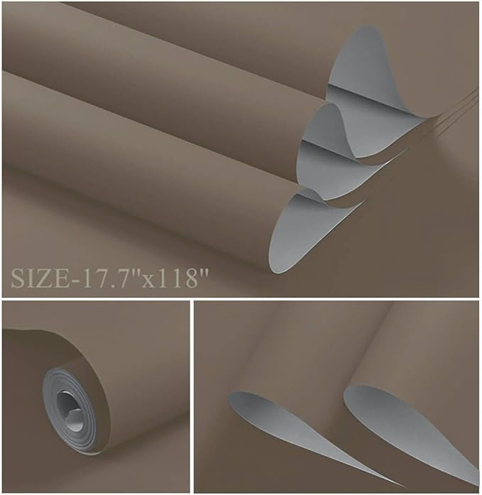Dimoon 110''x17.7'' Etoupe Peel and Stick Wallpaper Contact Paper Modern Self Adhesive Wall Paper Removable Renter Friendly Textured Solid Color Shelf Cabinet Vinyl Roll (110''x17.7'',Etoupe)