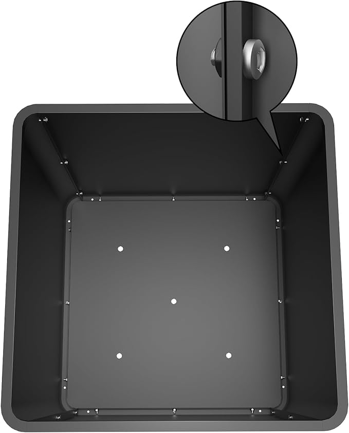 Large Metal Square Planter 26" L x 26" W x 26" H, Heavy Duty Black Large Outdoor Planters with Drainage Hole for Porch/Patio/Garden