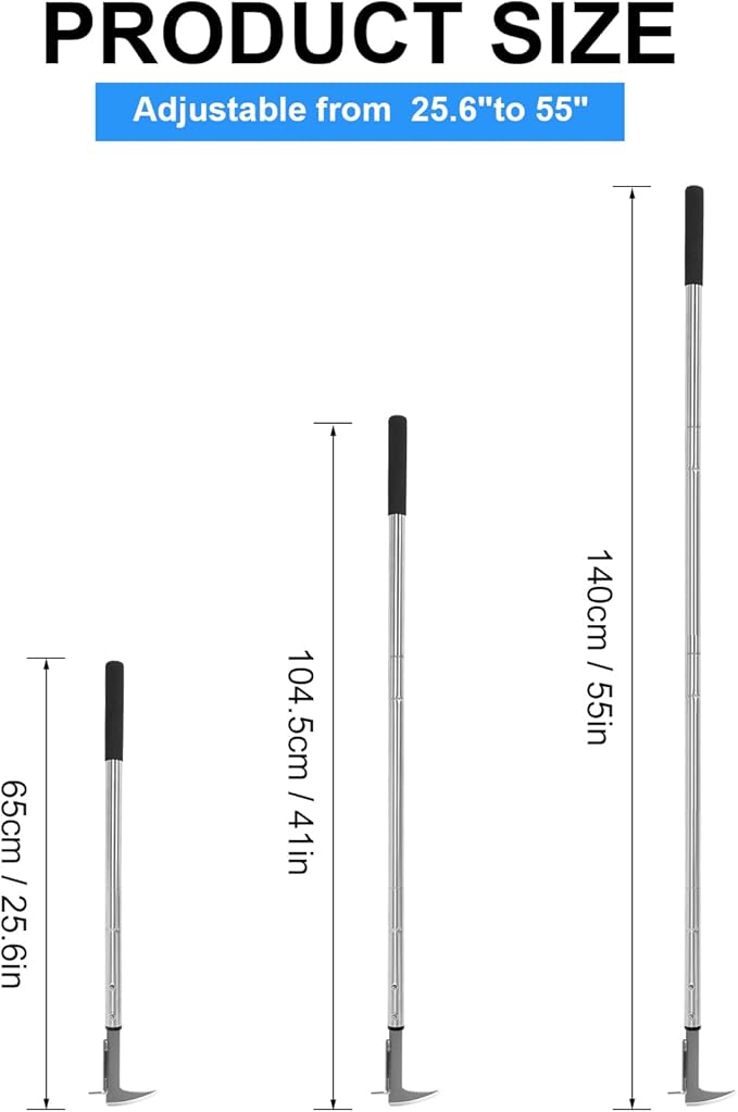 Crack Weeder, Stainless Steel Manual Crevice Weeding Tool, Long Handle Weed Grabber Remover, L-Shaped Manual Weeder Puller, Durable Crevice Weeding Tool for Sidewalk Garden Patio Lawn