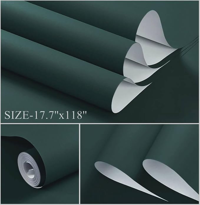 Dimoon 393''x17.7'' Green Peel and Stick Wallpaper Contact Paper Modern Self Adhesive Wall Paper Removable Renter Friendly Textured Solid Color Shelf Cabinet Vinyl Roll (393''x17.7'',Palegreen)