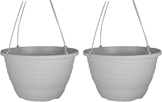 The HC Companies Wrapt Hanging Planters - Lightweight Plant Pot Hanger for Hanging Plants, Vegetables & Herbs - Outdoor & Indoor Hanging Basket for Plants (13" White, Pack of 2)