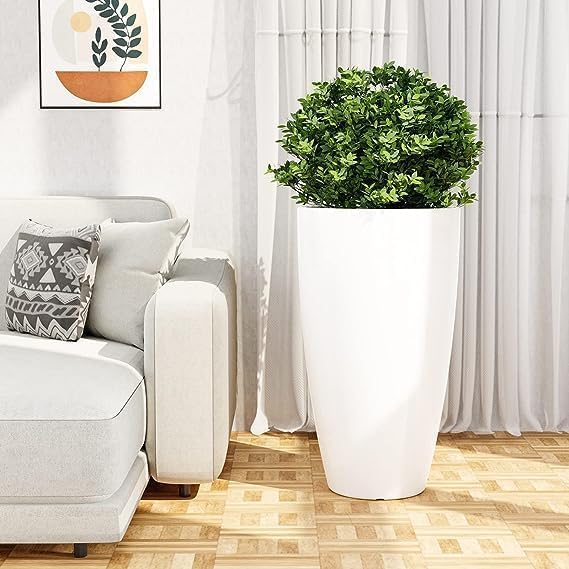 QCQHDU 21 inch Tall Planters for Indoor & Outdoor Plants, 2 Pack Sturdy Plant-Flower-Tree Pots for Front Porch Patio Deck Living Room Decor