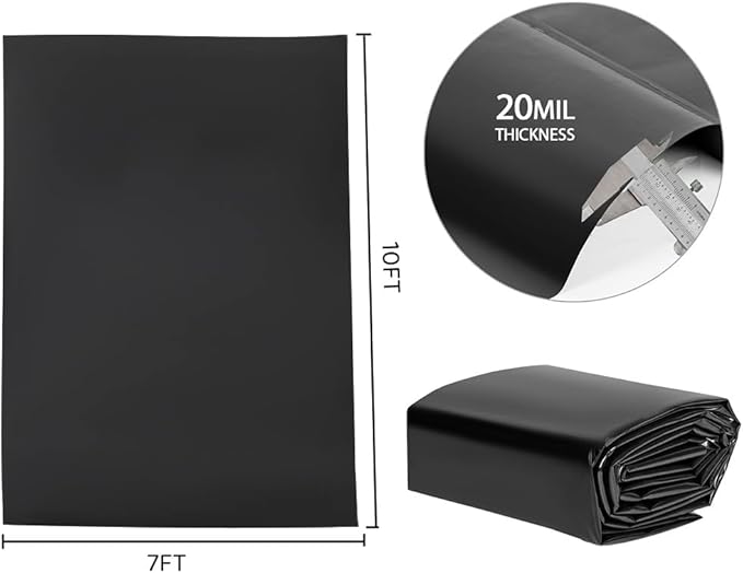 Pond Liners 7 x 10 Feet, Easy Cutting LDPE Pond Liner 20 Mil, High Preformed Koi Pond Liner for Ponds, Streams, Fountains and Garden Waterfall