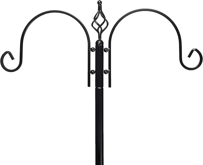 Ashman Deluxe Bird Feeding Station (4 Pack) Bird Feeders for Outside - Multi Feeder Pole Stand Kit with 4 Hangers, Bird Bath and 3 Prong Base for Attracting Wild Birds - 22 Inch Wide x 92 Inch Tall.