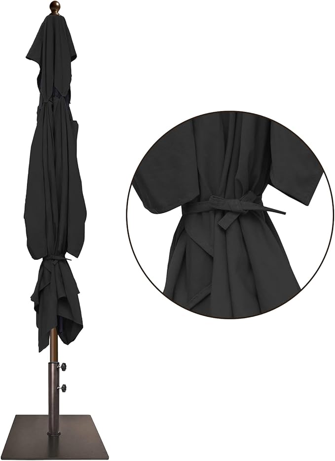 EliteShade USA 10-Year-Non-Fading 6.5x10FT Rectangular Market Umbrella Patio Umbrella Outdoor Table Umbrella with Ventilation, Black