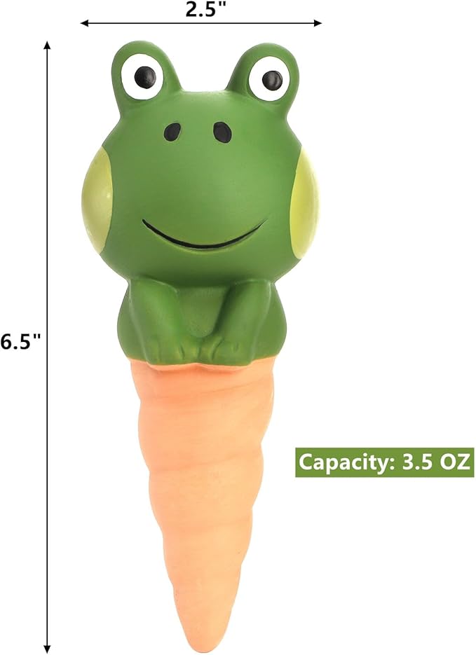 DEAYOU 4 Pack Terracotta Self Watering Spikes, Frog Shaped Plant Watering Stakes, Slow Release Automatic Watering Device Garden Waterer for Indoor and Outdoor Plants, Vacation Plants