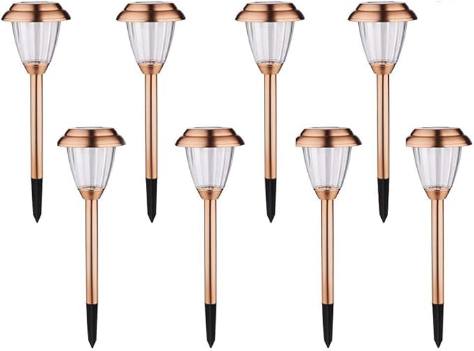 Solar Lights Outdoor - 8 Pack Copper Garden Walkway Lights Solar Powered Waterproof for Garden, Lawn, Yard, Pathway