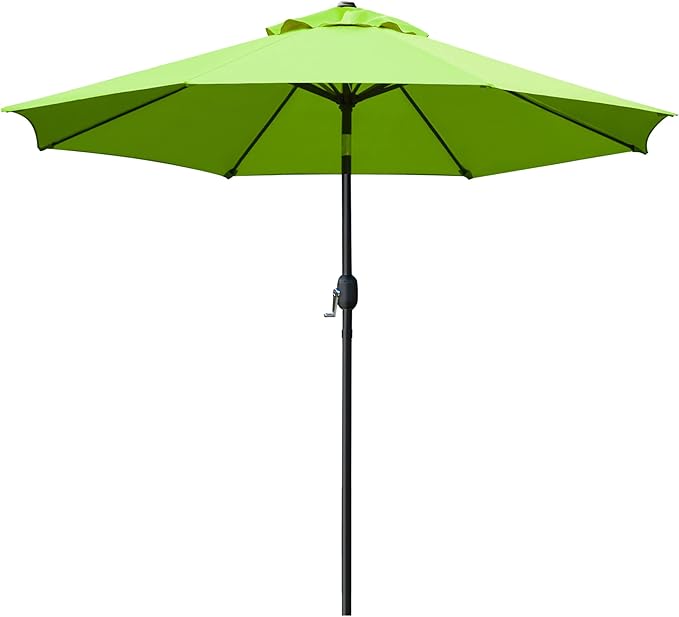 Sunnyglade 9' Patio Umbrella Outdoor Table Umbrella with 8 Sturdy Ribs (Grass Green)