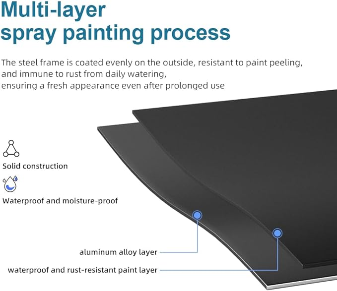 Plant Stand - Indoor/Outdoor Extra-Sturdy Aluminum Plant Stand with 300 LBS Capacity, L37.8 x W11.4 x H19.7 inch – Ideal for Patios, Gardens, Living Room Decoration
