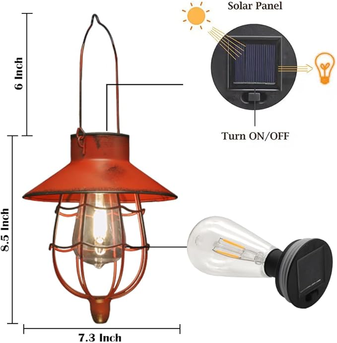 YAKii 12 Pack Solar Lantern Hanging Waterproof Outdoor Metal Solar Lamp with Warm White Light Decorate for Yard Garden Pathway Patio Porch Decor (Red)