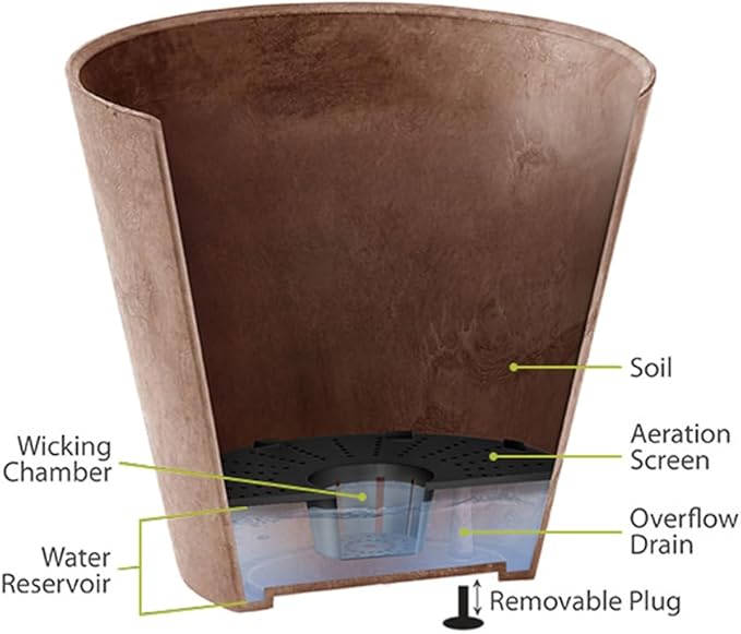 Root & Vessel Self Watering Hanging Planter for Indoor or Outdoor Plants, Unique Marbled Hanging Basket Made of Eco-Friendly Blend of Stone & Plastic, Gray, 12"