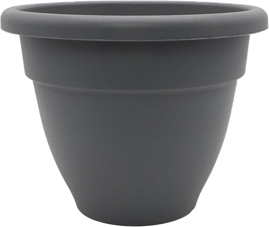 The HC Companies 14 Inch Caribbean Planter - Lightweight Indoor Outdoor Plastic Plant Pot for Herbs and Flowers, Warm Gray