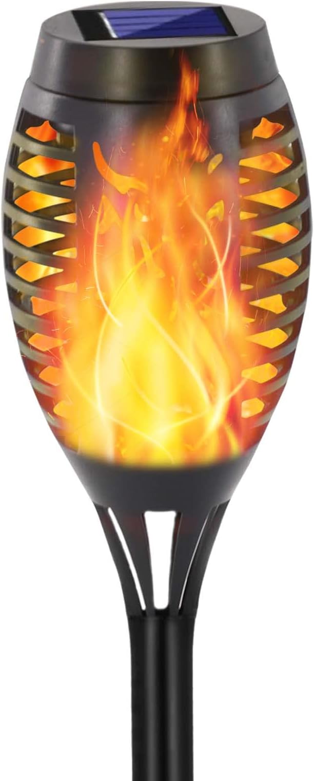 EOYIZW Solar Outdoor Lights, Solar Tiki Torches with Flickering Flame for Outdoor Decor, Waterproof Outdoor Lights Solar Powered, 12 LED Mini Torch Lights Decorative for Garden Yard Patio