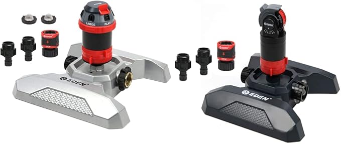 Eden 96122 Metal Adjustable 6-Pattern Mobile Rotary Gear Drive Garden Sprinkler & 94124 Multi Pattern Turbo Gear Drive Sprinkler Plus Misting System
