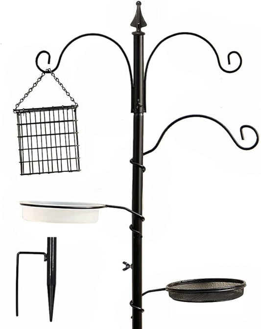 yosager Premium Bird Feeding Station Kit, 75" x 21" Bird Feeder Pole, A Multi Feeder Hanging Kit with Metal Suet and Bath for Attracting Wild Birds, Birdfeeder and Planter Hanger