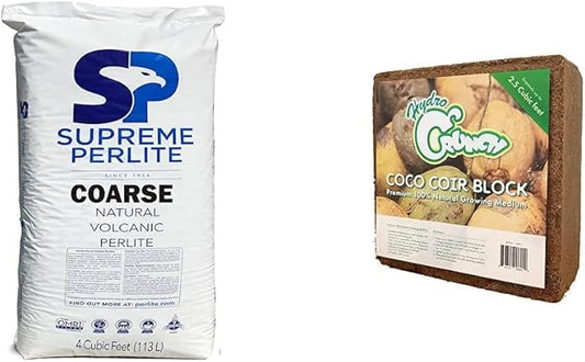 Supreme Horticulture Coarse Grade Perlite and Hydro Crunch Coco Coir Growing Media