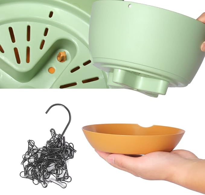 2 Pack Plastic Hanging Planters 10 Inch Hanging Pots with Drainage Hole for Indoor Outdoor Plants, Round Hanging Basket with Removable Tray for Home Garden Porch Balcony Patio Decor