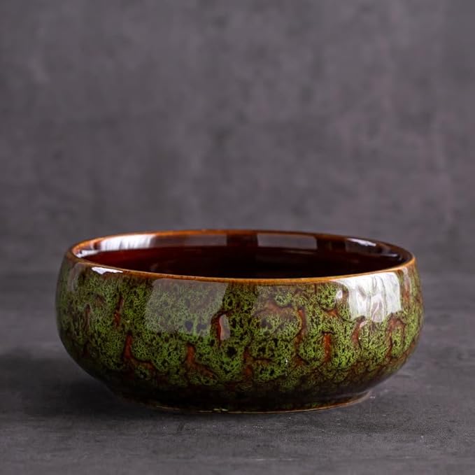 Lotus Bowl Planter, Lotus Bowls for Planting in Water Indoors,6.5-inch Round Succulent Flower Pot with Rotating Bracket, Leak-Proof Design, Suitable for hydroponic Plants, Succulents (Green)