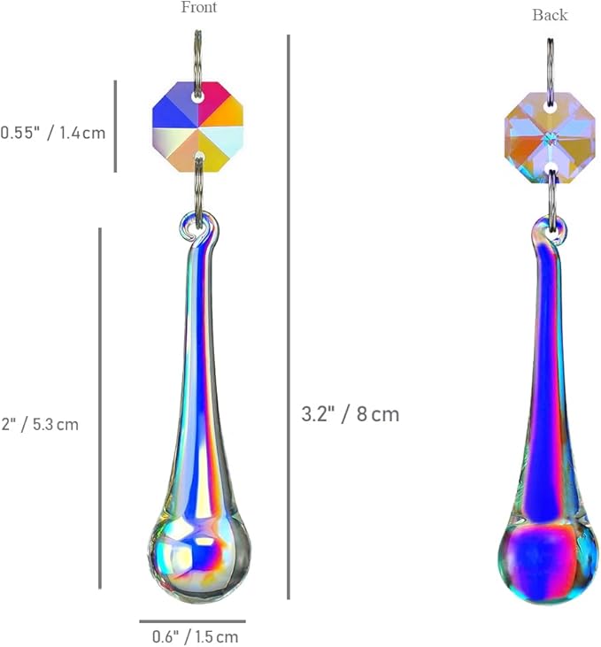 12pcs Raindrop Crystal Chandelier Prisms Parts, Hanging Crystals Beads for Chandeliers, Home Decoration