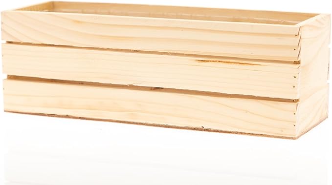 Wood Planter Box with Wine Crate Styled, 12x4 Inch Rectangular, Rose Wood, Plastic Liner, Garden Centerpiece Display, Wedding Flowers Holder, Home and Venue Decor (12x4 Wine Crate Set of 4, Rose Wood)