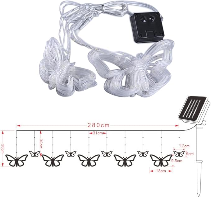 Solar USB String Butterfly Lights Indoor Outdoor 10 LED Fairy Light Decorations for Garden Fence Patio Yard Christmas Tree, Lawn, Patio, Party Decoration (Solar Light)