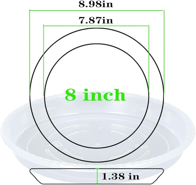 Plant Saucer 2 Pack of 8 inch, Clear Plastic Flower Plant Pot Saucer, Heavy Duty Plant Drip Trays Saucers for Indoor, Plant Water Tray for Planters