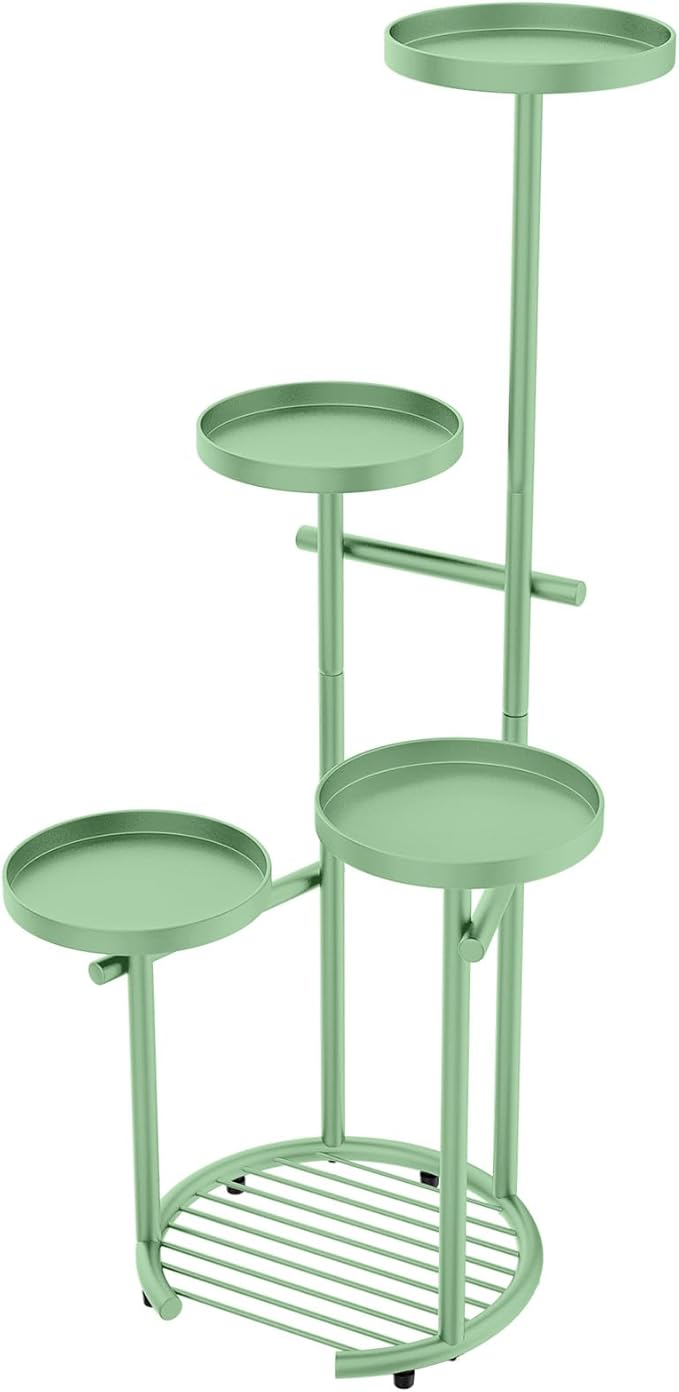 TOSKING 5 Tier Metal Plant Stand Indoor， Plant Shelf, Corner Shelf Flower Pot Stand for Outdoor Plant Stand for Living Room Balcony Garden Patio Bedroom (Green, 42inches)