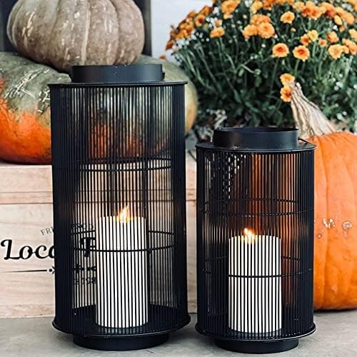 LampLust Outdoor Lantern Decorative Outdoor Patio Decor, 16 Inch Candle Lantern, Black Metal, Outdoor Lanterns for Patio Waterproof, Battery Included, Modern Farmhouse Front Porch Decor