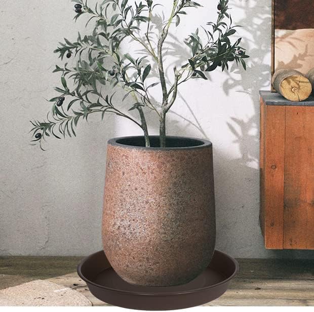 2 Pack of Plant Saucer 20 22 inch (19.5 Inch Base), Deep Heavy Duty Plastic Plant Saucers 20" Round, Flower Plant Trays for Indoors Outdoor, Plant Drip Tray for Planter 18-22" (Chocolate Brown)