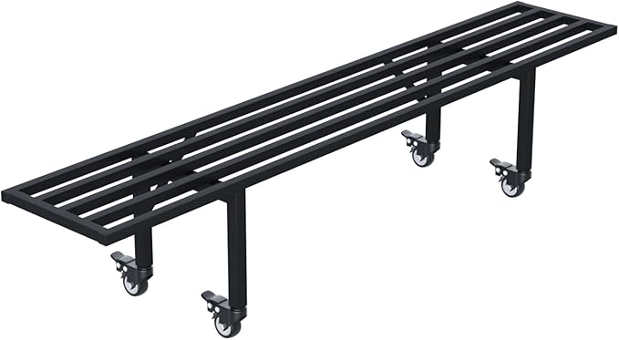 Zhongma One Tier Metal Plant Stand with Wheels,(45.67 L x 8.66 W x 10.3 H) Heavy Duty Plant Holder for Home, Window,Garden, Plant Lovers, Display Stand