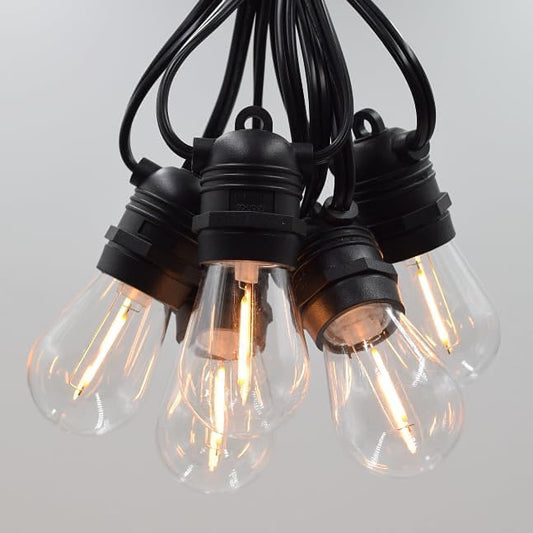 Hometown Evolution, Inc. E26 Commercial String Lights with 16 Gauge Wire (S14 LED Plastic, 50 Foot 25 Socket)