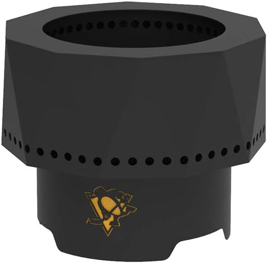 Blue Sky Outdoor Living NHL Pittsburgh Penguins Ridge Portable Steel Smokeless Fire Pit with Carrying Bag, Firewood and/or Wood Pellet Burning