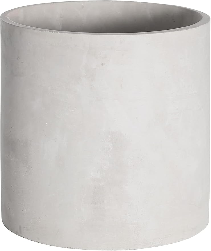 Plant Pots - 8.6 inch Cement Planters Indoor - Modern Grey Flower Pot with Drainage Hole - Home Office Decor