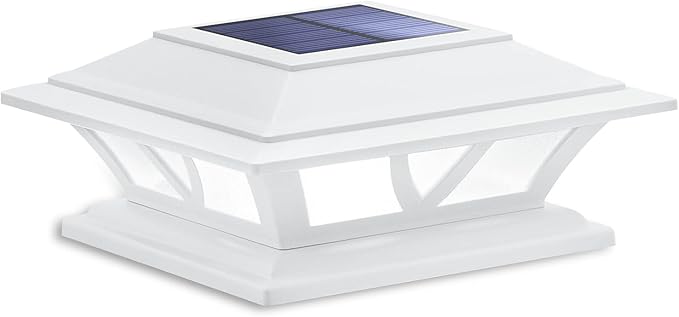 SIEDiNLAR Solar Post Lights Outdoor 2 Modes LED Deck Fence Cap Light for 4x4 5x5 6x6 Posts Patio Garden Decoration Warm White/Cool White Lighting White (1 Pack)