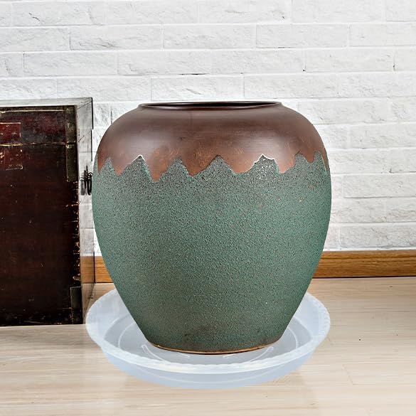 Plant Saucer 2 Pack of 14 inch, Clear Plastic Flower Plant Pot Saucer, Heavy Duty Plant Drip Trays Saucers for Indoor, Plant Water Tray for Planters