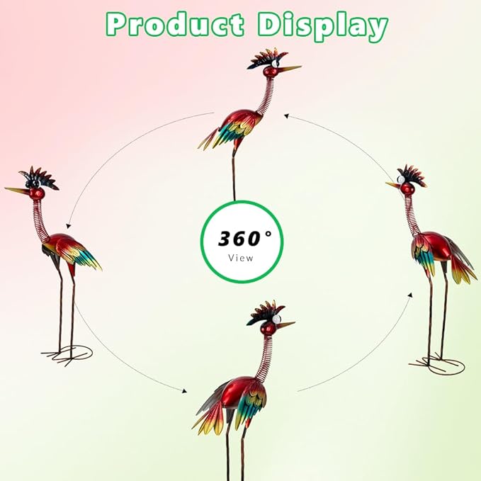 DREAMSOUL 30" Tall Wacky Metal Rooster Garden Statues, Funny Chicken Outdoor Statues Red Rooster Statue for Garden Patio Art Decor