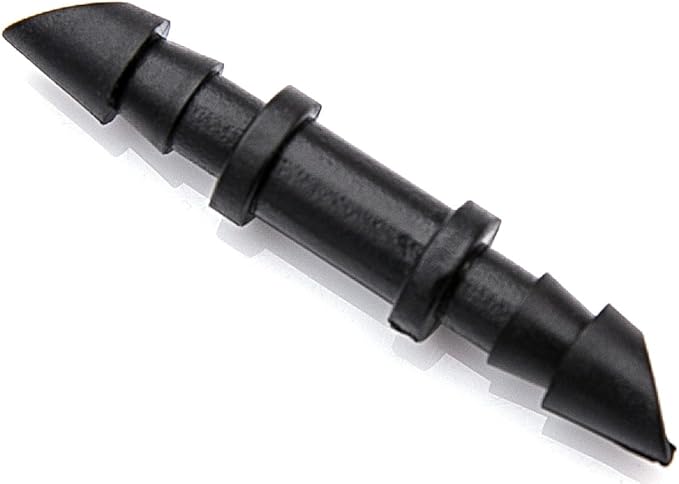 Mini Skater 5mm (Dia) Double Barbed Hard Plastic Water Hose Straight Connector Fitting, Micro Drip Irrigation Systems Quick Connect Hose Sprinkler Adapters Fit of 4/7mm Tube(Black,50PCS)
