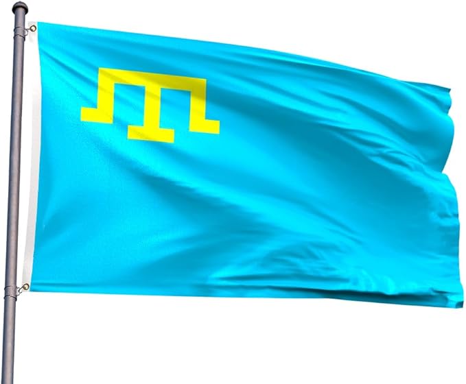 Crimea Tatar Flag 4x6FT Crimean Tatars Polyester Banner With 2 Grommets Fade Resistant Vivid Color For Patriotic Festival Events Party Decoration(Crimean Tatars, 4x6FT)