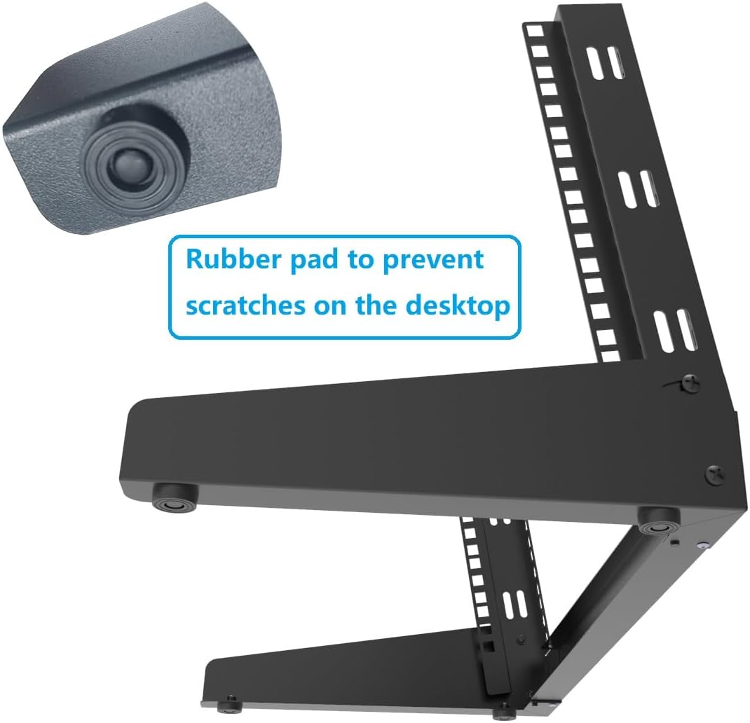 JINGCHENGMEI 8U Desktop Server Rack 2-Post Free Standing Tabletop Rack for 19 inches Patch Panel, Data, AV, IT,Studio, Networking Equipments or Components (8U)